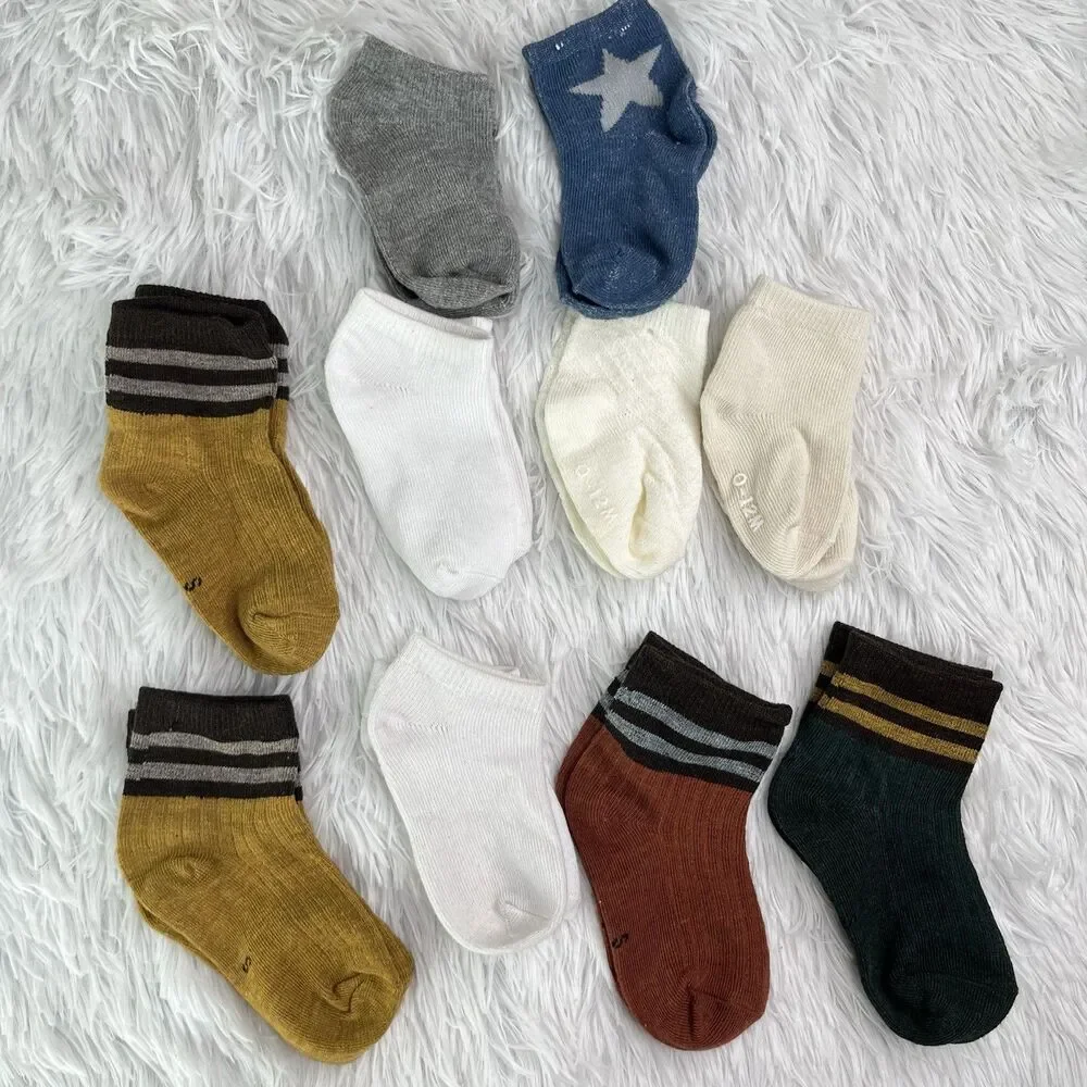 0-12M Baby Boy Sock Lot 10 Pairs Ankle